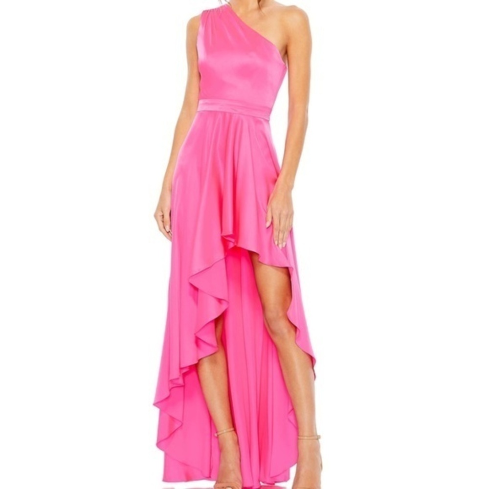 Ieena for Mac Duggal One Shoulder High Low A Line Gown